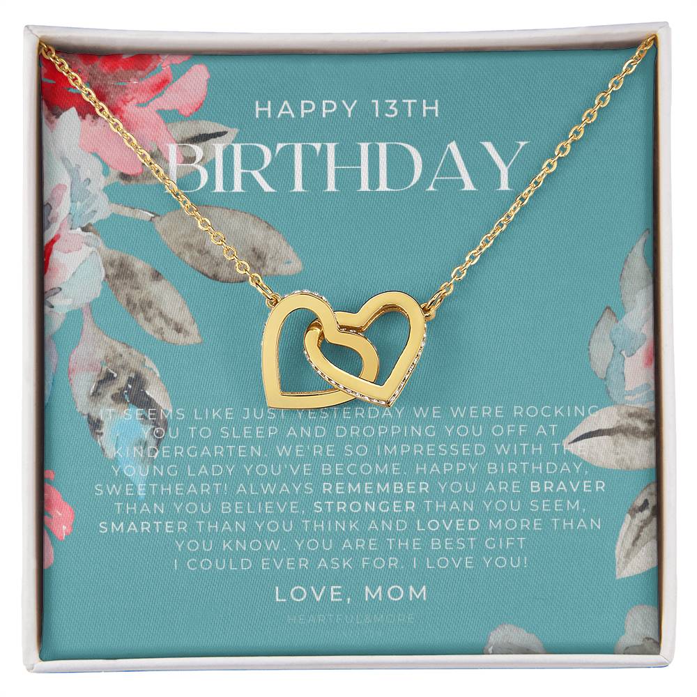 Gift For 13 Year Old Girl Gifts 13Th Birthday Girl 13Th Birthday Gift Thirteenth Birthday Necklace Teen Birthday Gift Official Teenager Interlocking Hearts Necklace