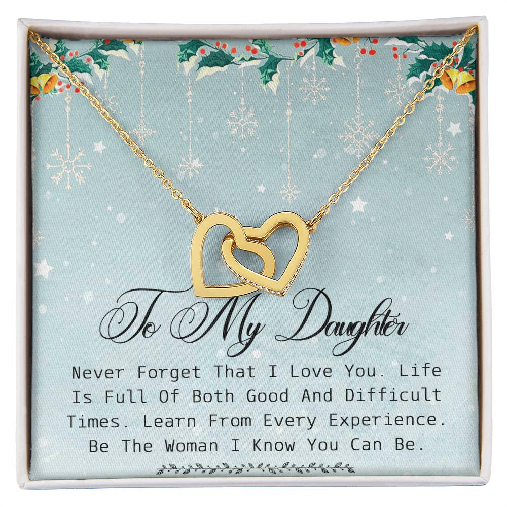 To My Daughter Interlocking Hearts Necklace Message Card