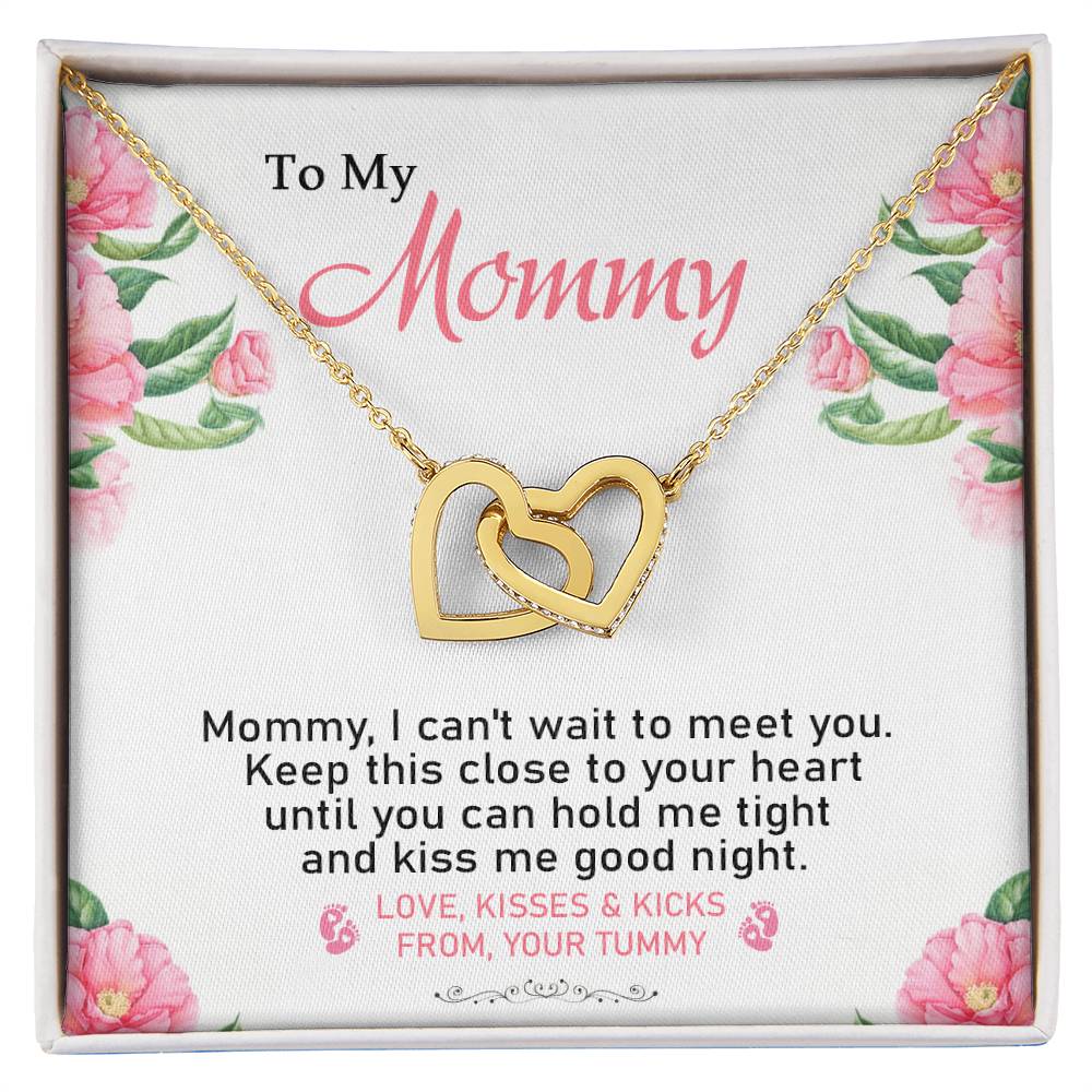 To My Mommy - From Your Tummy - Pregnancy Gift - Mother'S Day Gift - Luxury Necklace Interlocking Hearts Necklace