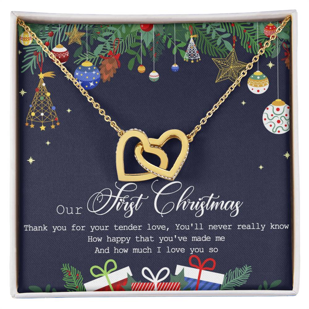 Our First Christmas Interlocking Hearts Necklace Message Card