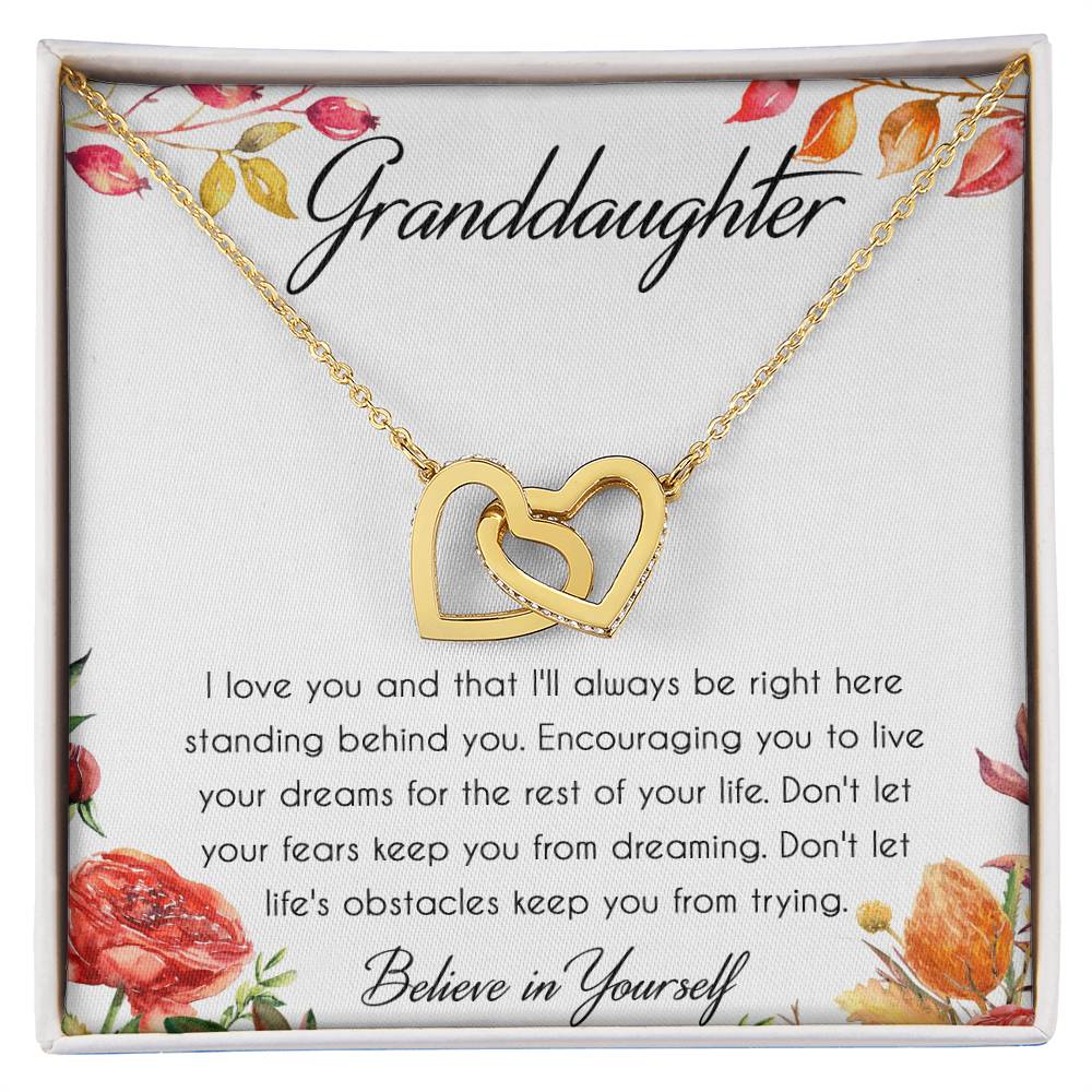 Granddaughter Interlocking Hearts Necklace Message Card