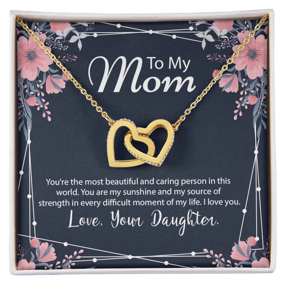 Beautiful Gift For Mom From Daughter Interlocking Hearts Necklace