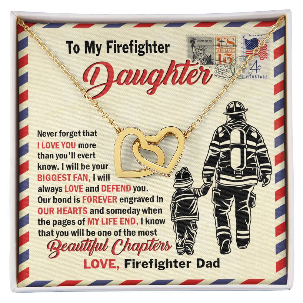 Firefighter Daughter Gift To Firefighter Daughter Gift From Dad Firefighter Daughter Necklace Interlocking Hearts Necklace