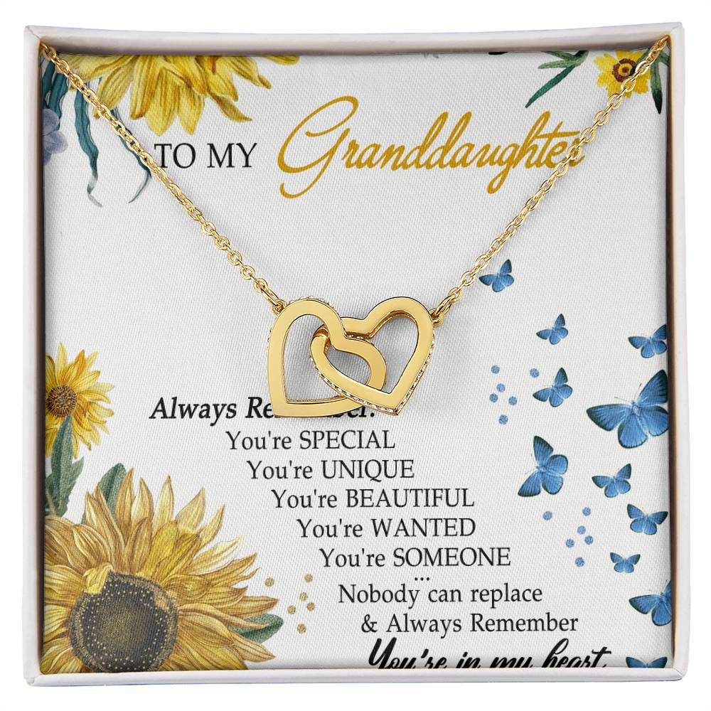 To My Granddaughter Interlocking Hearts Necklace Message Card