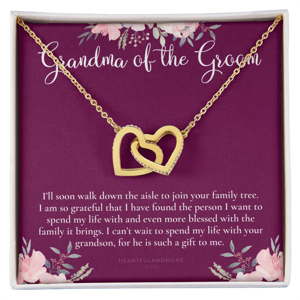 Grandmother Of The Groom Gift Necklace Grandma Wedding Gift Nana Bridal Shower Rehearsal Dinner Thank You Gift Interlocking Hearts Necklace