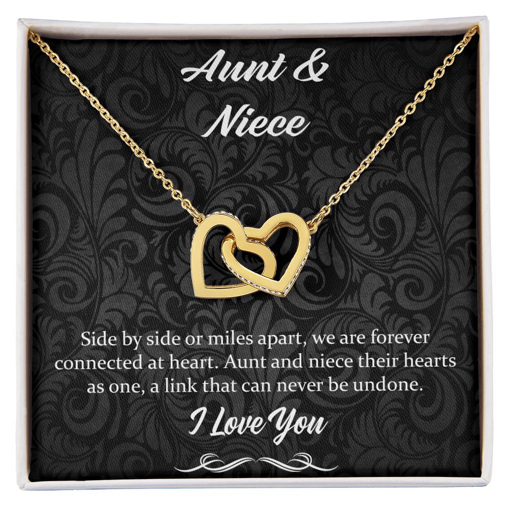 Side By Side Or Miles Apart- Aunt And Niece Interlocking Hearts Necklace