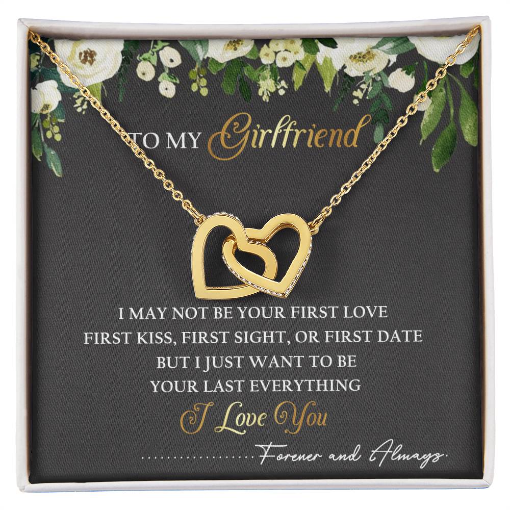 To My Girlfriend Interlocking Hearts Necklace Message Card