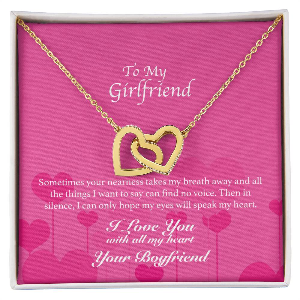 To My Girlfriend - You Take My Breath Away - Hearts Necklace Interlocking Hearts Necklace