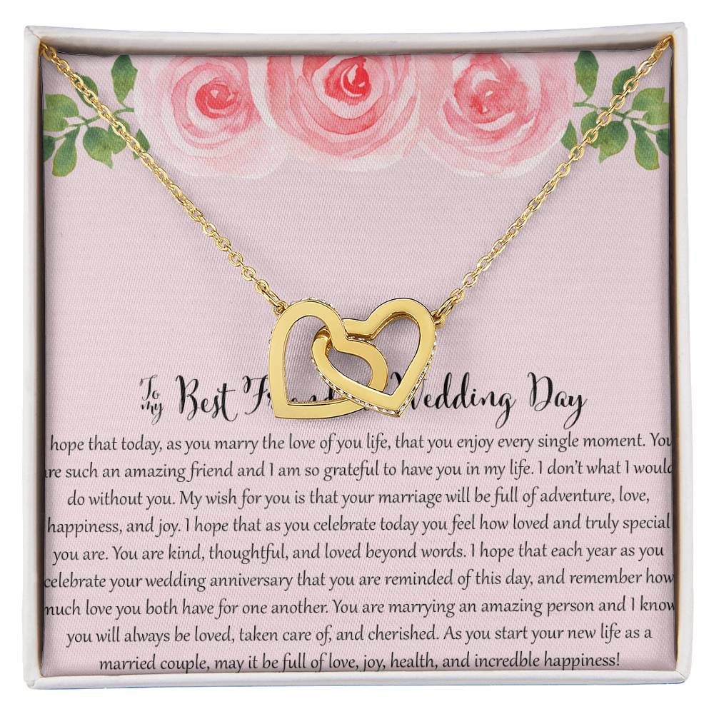 To My Bestfriend On Her Wedding Day - Floral Interlocking Hearts Necklace