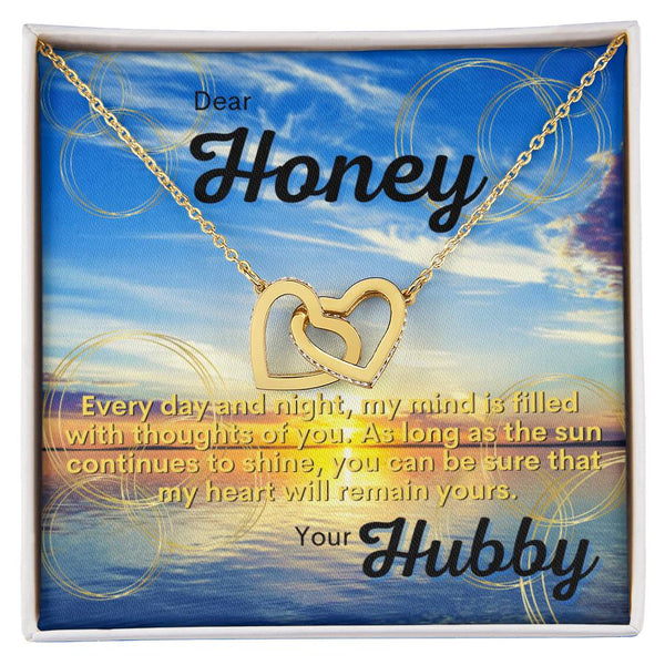 Husband To Wife Gift Partner Bae Girlfriend Significant Other. As Long As The Sun Continues To Shine You Can Be Sure That My Heart Will Remain Yours. Interlocking Hearts Necklace