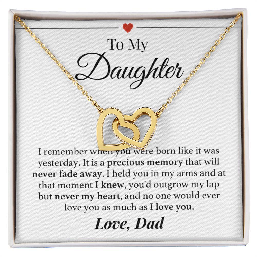 Never Outgrow My Heart Dad Daughter Necklace Interlocking Hearts Necklace