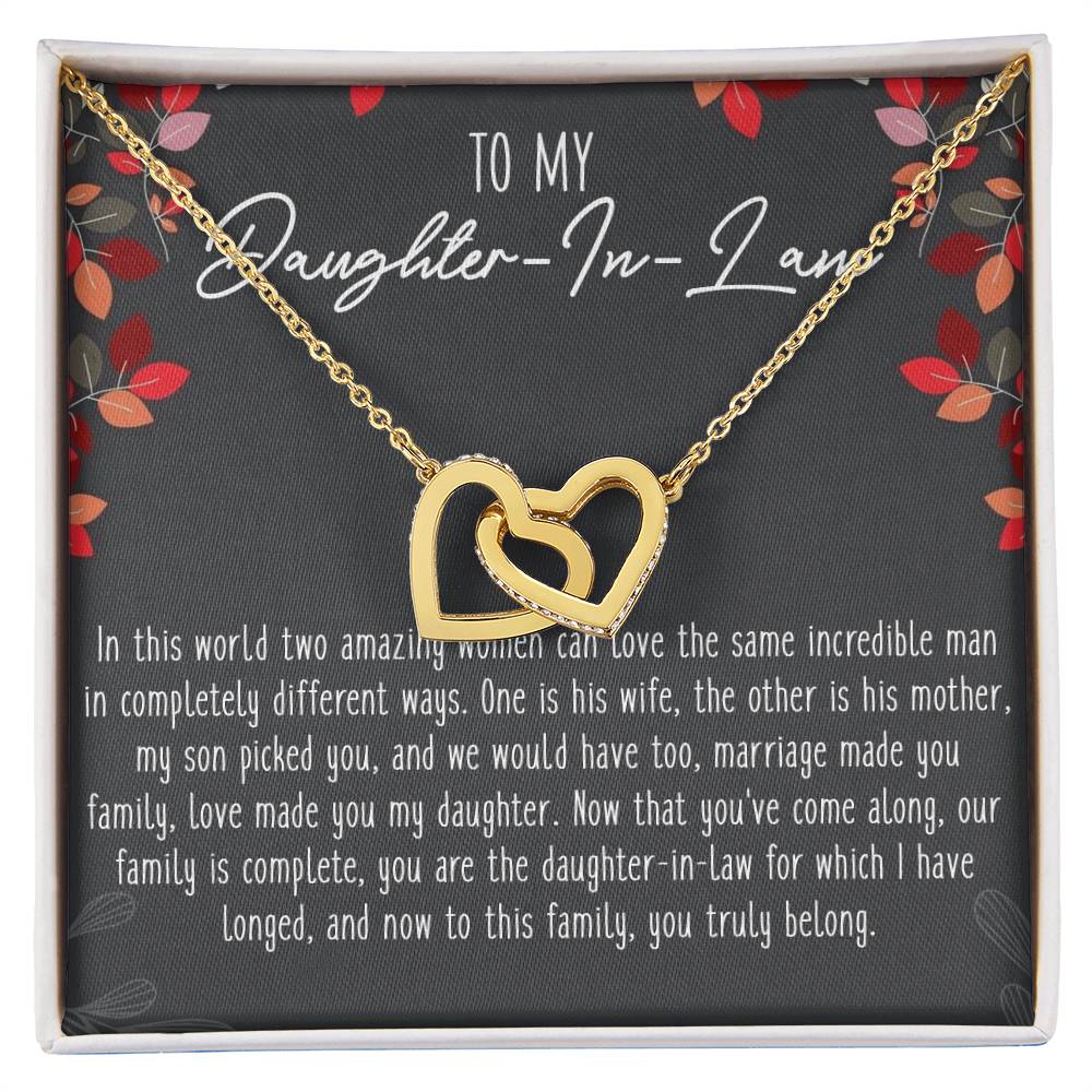 To My Daughter-In-Law Interlocking Hearts Necklace Message Card