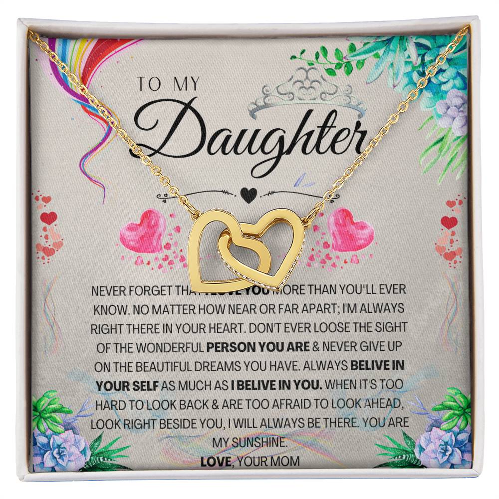 To My Daughter Interlocking Hearts Necklace