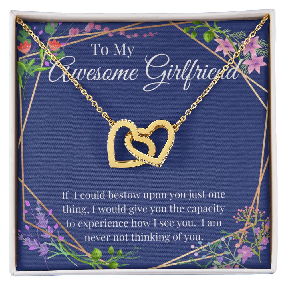 Awesome Girlfriend Interlocking Hearts Necklace Gift