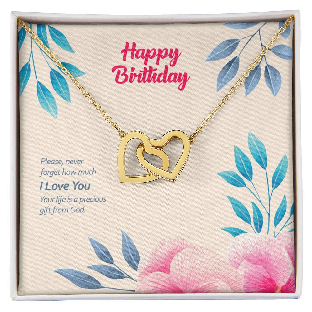Birthday Edition Your Life Is A Precious Gift From God - Interlocking Hearts Necklace