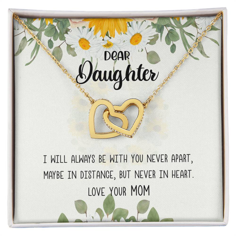 Dear Daughter - Gift From Mom Birthday Wish For Daughter Interlocking Hearts Necklace