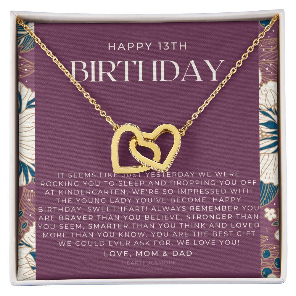 Gift For 13 Year Old Girl Gifts 13Th Birthday Girl 13Th Birthday Gift Thirteenth Birthday Necklace Teen Birthday Gift Official Teenager Interlocking Hearts Necklace