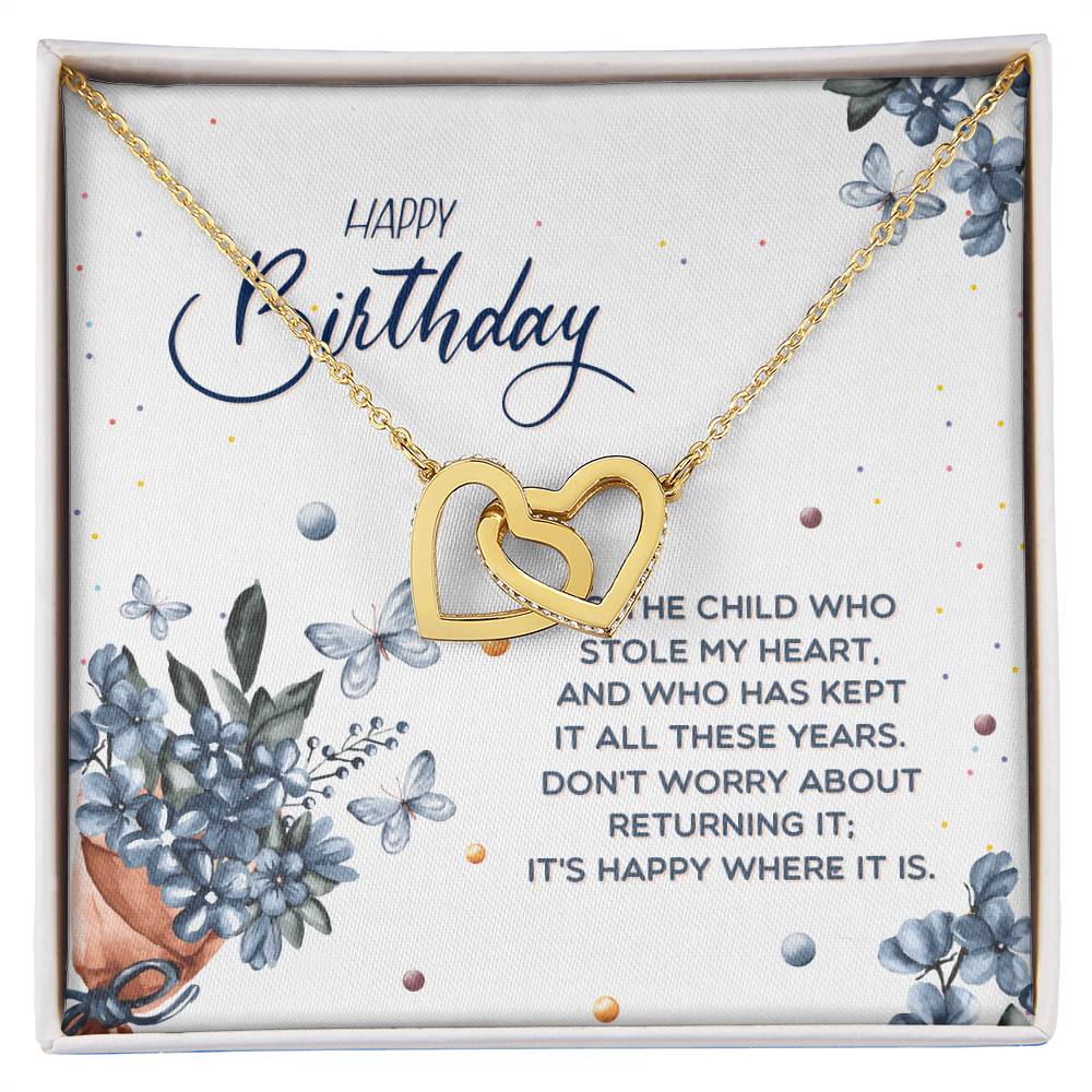 Birthday Gift For Her -Stolen My Heart Necklace Interlocking Hearts Necklace