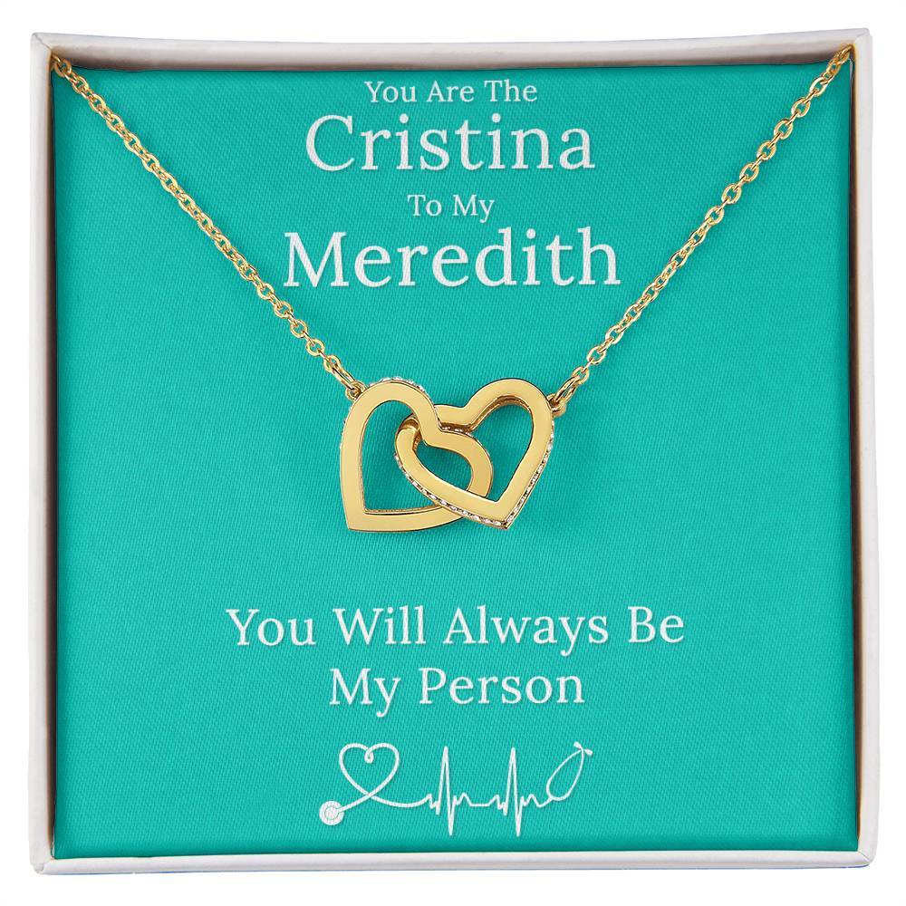 You Are The Cristina To My Meredith Necklace Interlocking Hearts Necklace