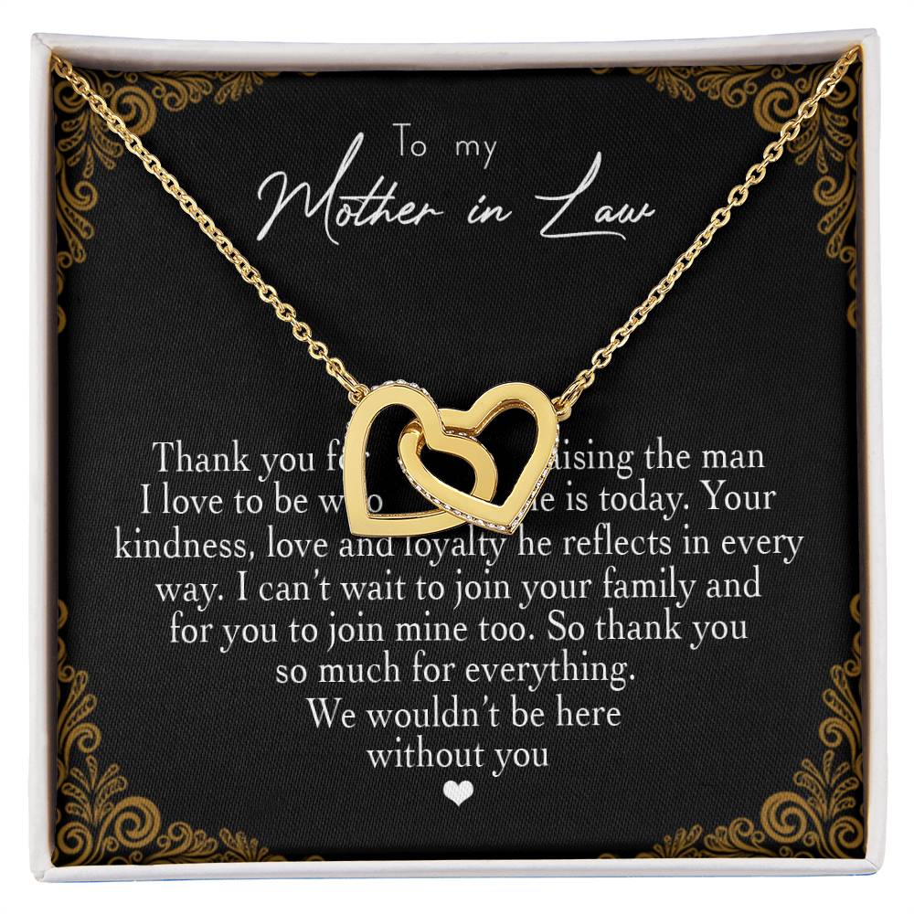 To My Mother In Law Thank You For Raising The Man I Love Heart Necklace Interlocking Hearts Necklace