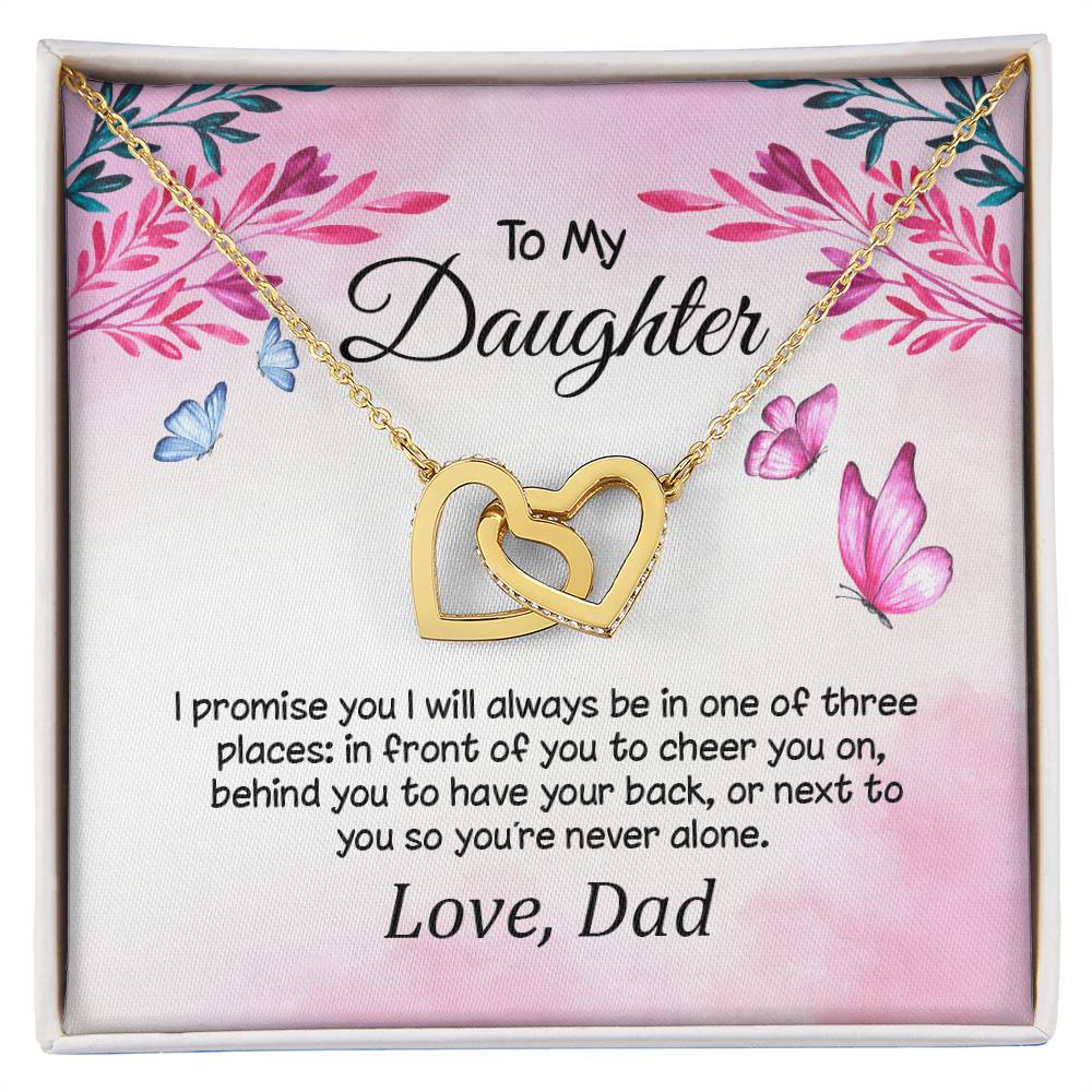 To My Daughter Your Never Alone Interlocking Hearts Necklace Love Dad