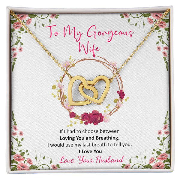Husband To Wife Last Breath Interlocking Hearts Necklace