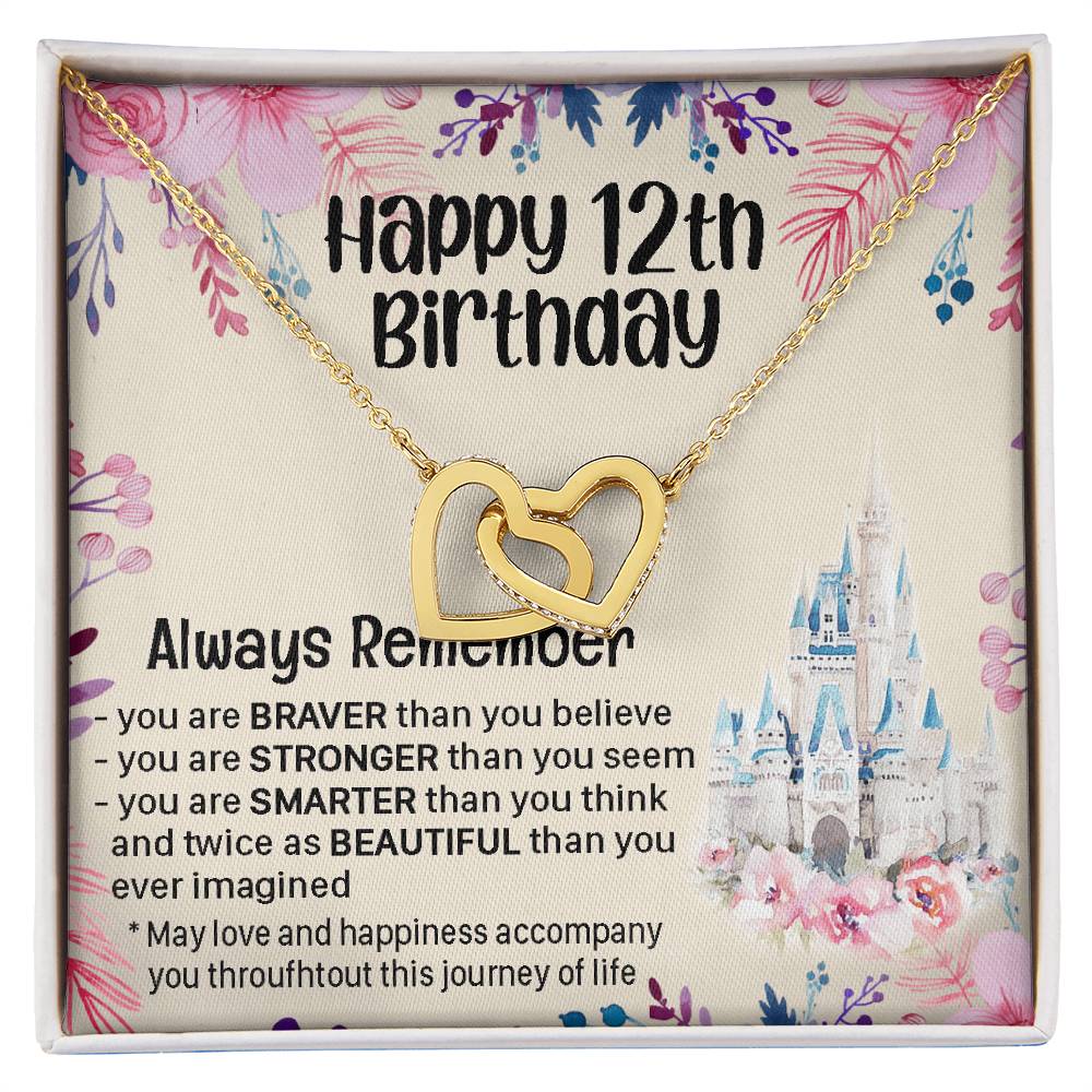 Happy 12Th Birthday Gift For Daughter Gift For 12 Years Old Birthday Teen Girl Daughter Necklace Gift Interlocking Hearts Necklace