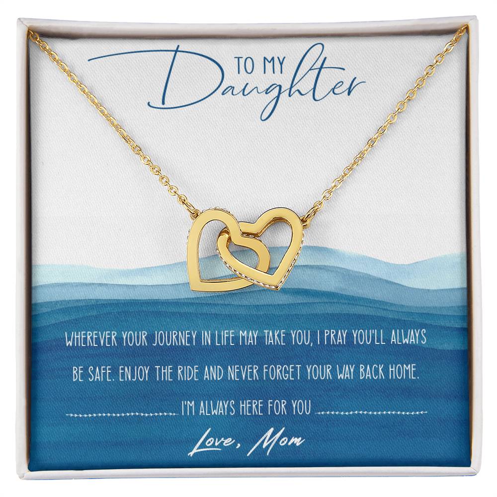 To My Daughter Interlocking Hearts Necklace Message Card