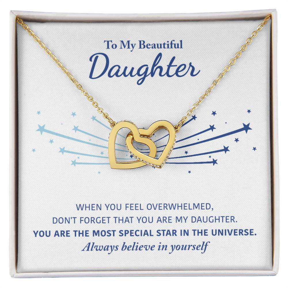 My Beautiful Daughter - Keep Me In Your Heart - Interlocking Heart Necklace Interlocking Hearts Necklace