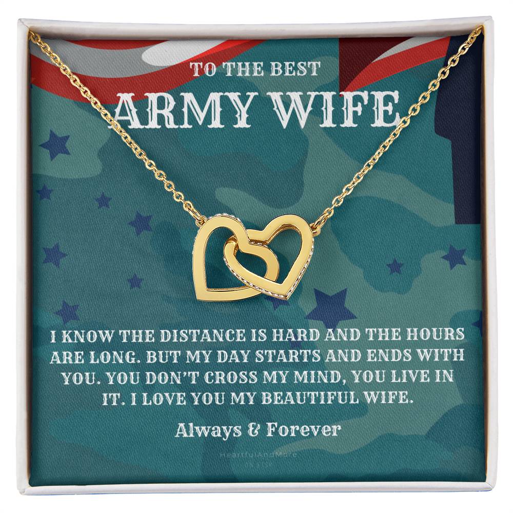 Army Wife Gift Military Gift Wife To The Best Army Wife In The World Army Jewelry Deployment Necklace Deployment Gift Gift For Army Wife Interlocking Hearts Necklace