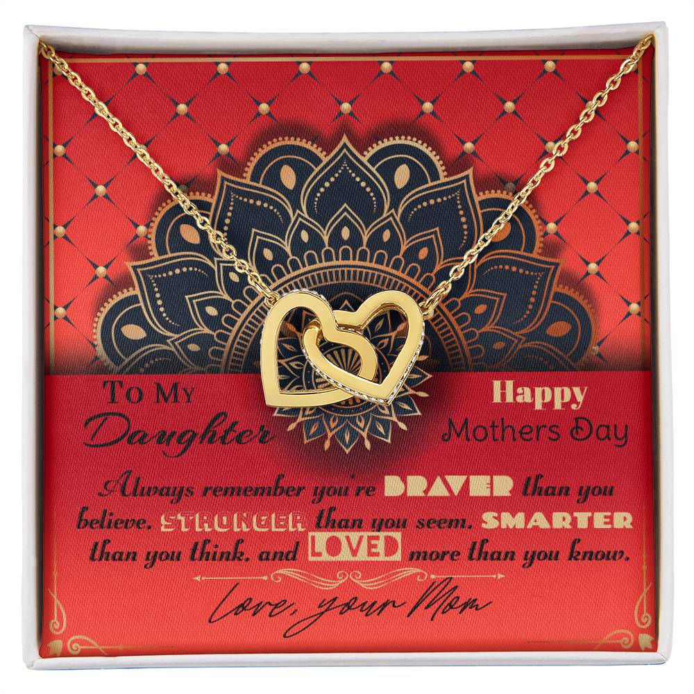 To My Daughter-Interlocked Hearts Necklace Gift Set Interlocking Hearts Necklace