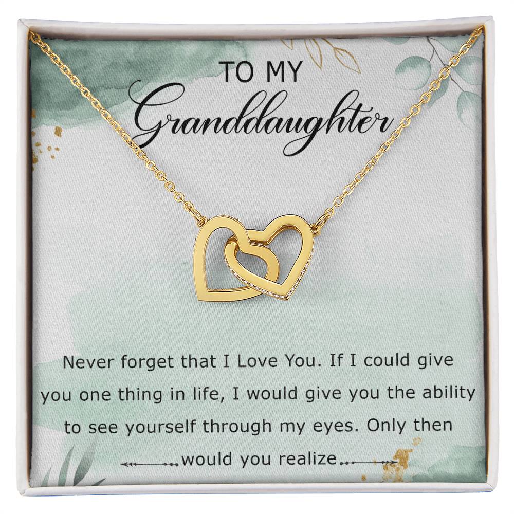 To My Granddaughter Interlocking Hearts Necklace Message Card