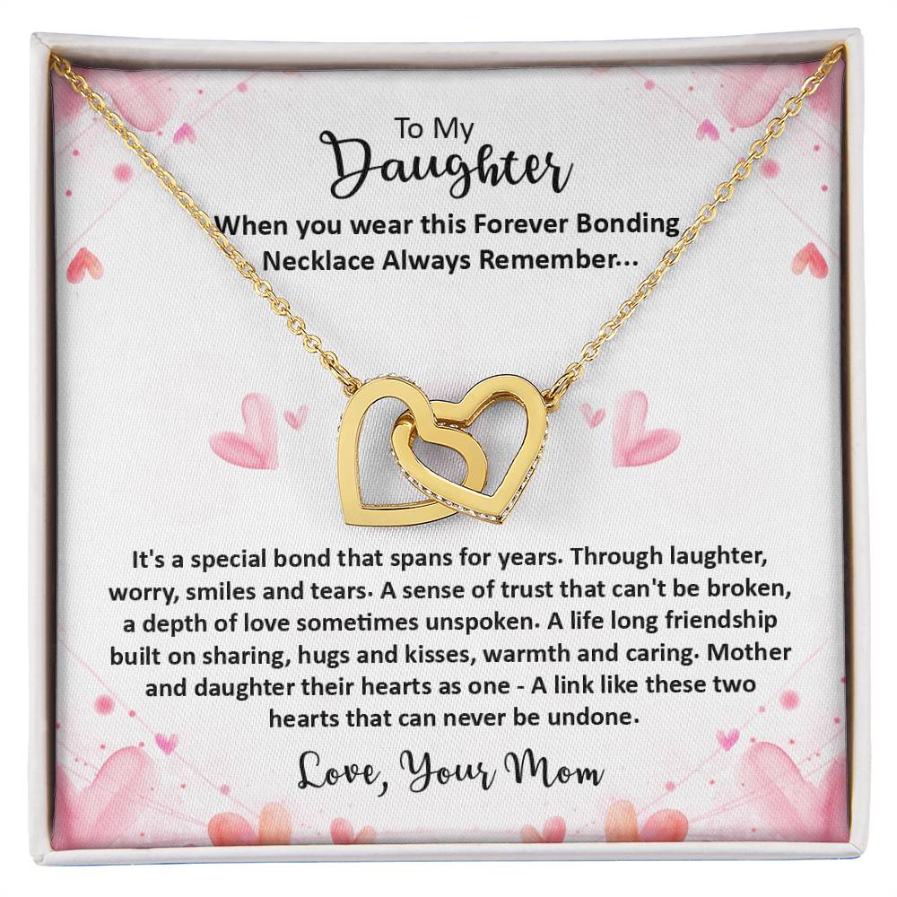 Forever Bonding Necklace - To My Daughter Interlocking Hearts Necklace