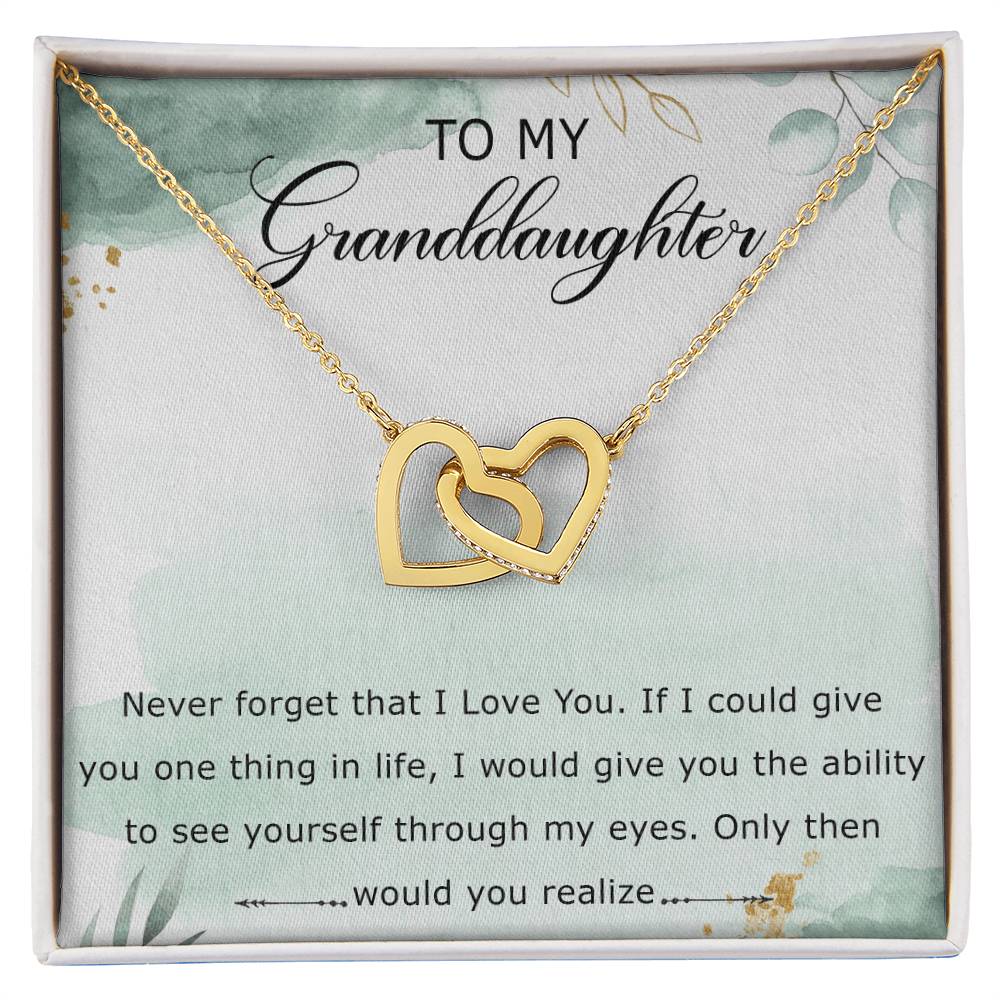 To My Granddaughter Interlocking Hearts Necklace Message Card