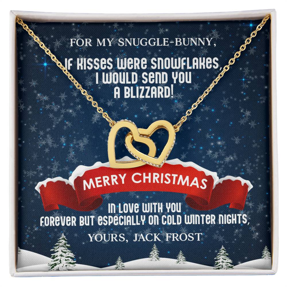 Husband To Wife - If Kisses Were Snowflakes - Customizable Christmas Gift Interlocking Hearts Necklace