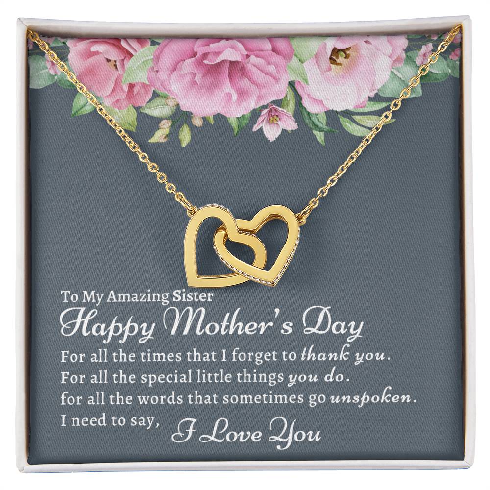 To My Amazing Sister Necklace Interlocking Hearts Necklace