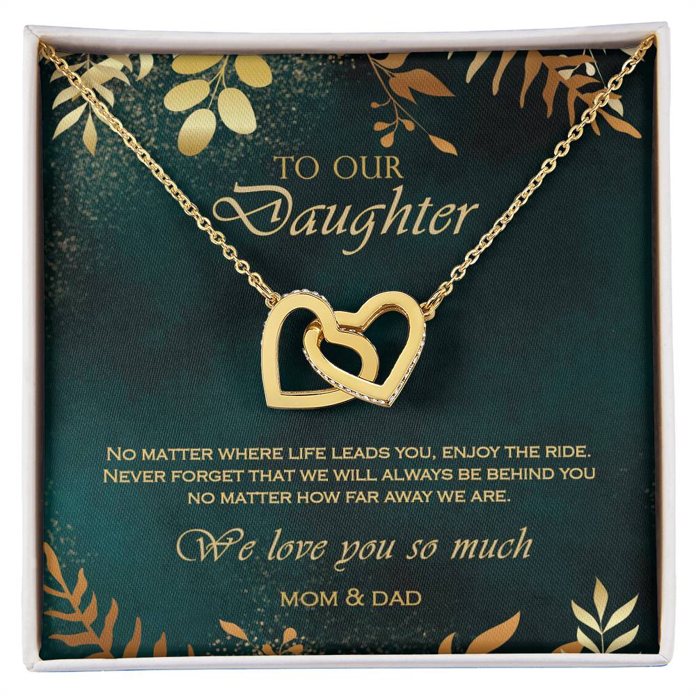 Interlocking Heart Necklace To Your Daughter – From Mom & Dad With Love – Jewelry Gift B1D8T4 Interlocking Hearts Necklace