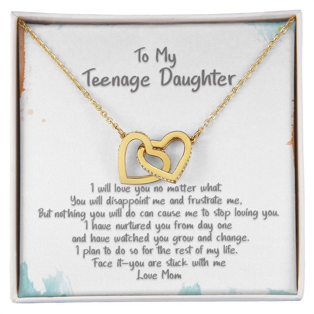 Teenage Daughter Love You No Matter What Hearts Locked Necklace Interlocking Hearts Necklace