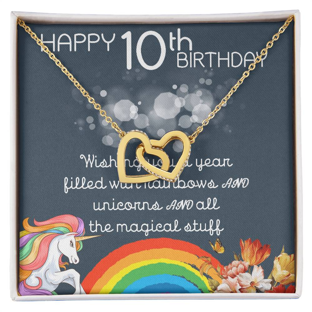 10Th Birthday Necklace Gifts For Girls Cute Unicorn 10 Years Old Girl Jewelry Gift For Daughter Niece Interlocking Necklace Xu246Il03 Interlocking Hearts Necklace