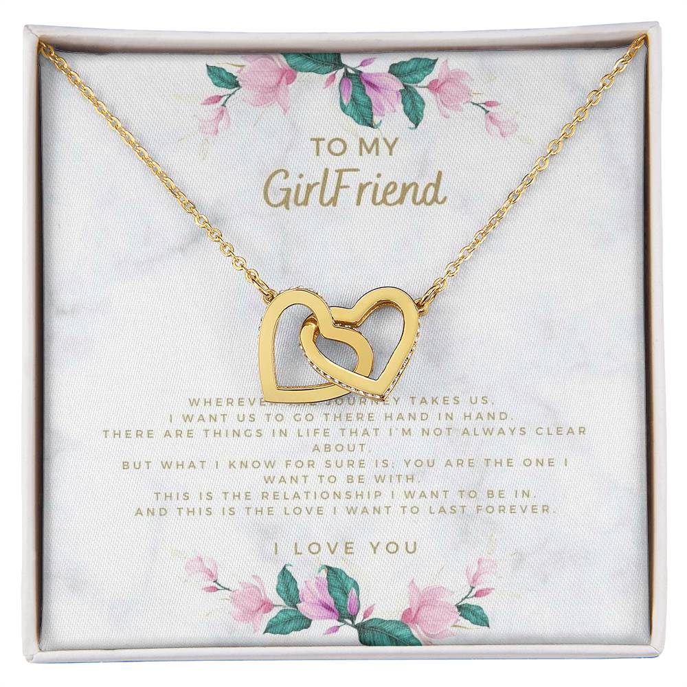 To My Girlfriend Gift From Boyfriend For Valentine Day Interlocking Hearts Necklace