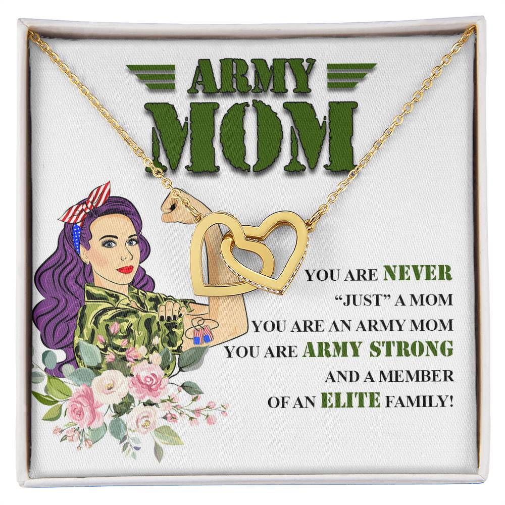 Army Mom Gift - Strong Mom - The Interlocking Heart Necklace Interlocking Hearts Necklace