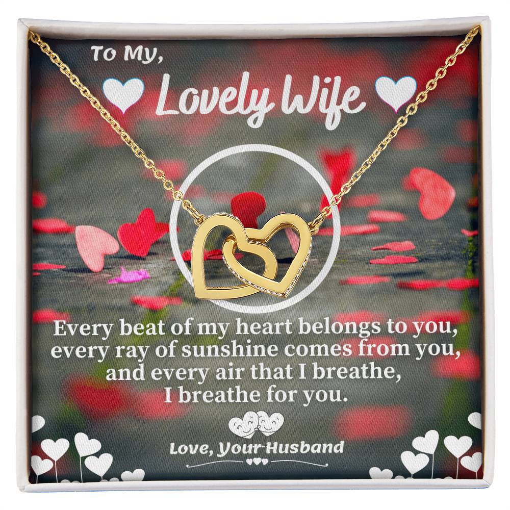 Husband To Wife Necklace Gift With Message Card Interlocking Hearts Necklace