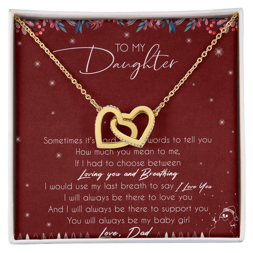 To My Daughter Interlocking Hearts Necklace Message Card