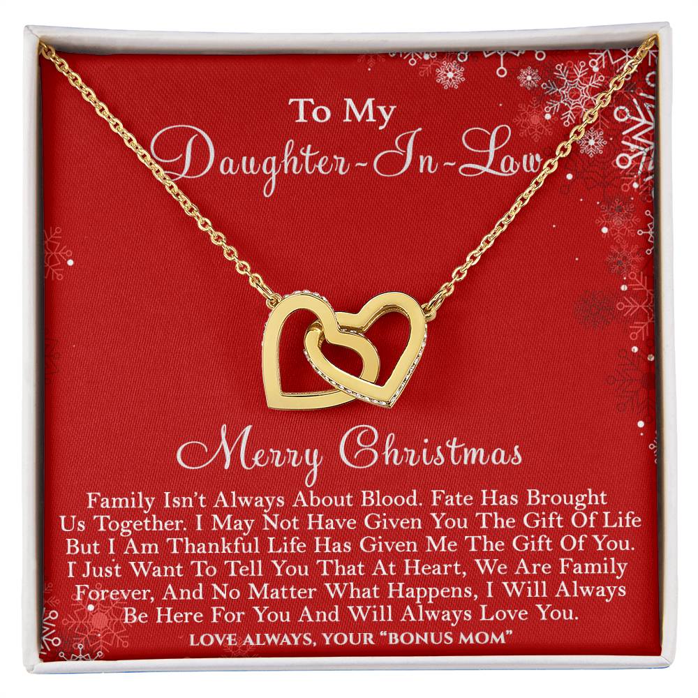To My Daughter-In-Law Merry Christmas - Life Has Given Me The Gift Of You - Hearts Necklace Interlocking Hearts Necklace