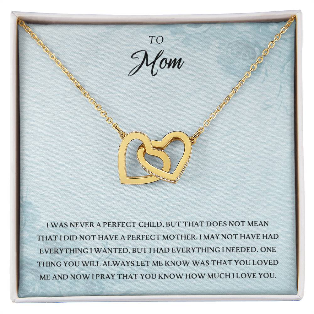 To My Mom Perfect Child Love You Always Interlocking Hearts Necklace