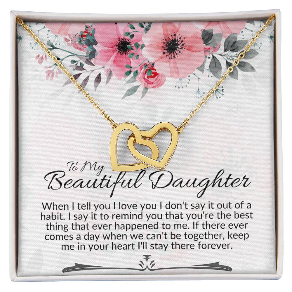 Interlocking Heart Necklace-To My Beautiful Daughter Interlocking Hearts Necklace