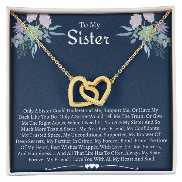 Gift For Sister 4Th Interlocking Hearts Necklace