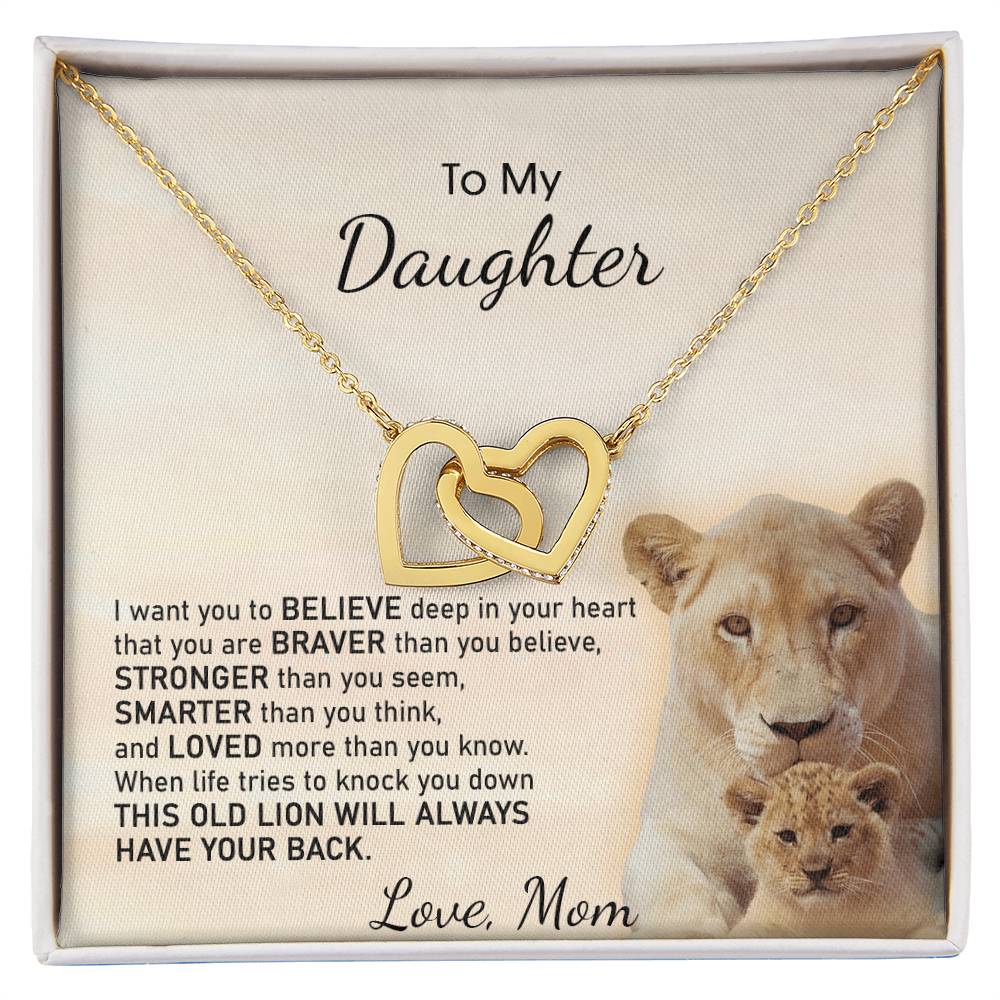 To My Daughter Necklace Gift From Mom On Birthday Graduation Daughter Grown Up Daughter Interlocking Hearts Necklace