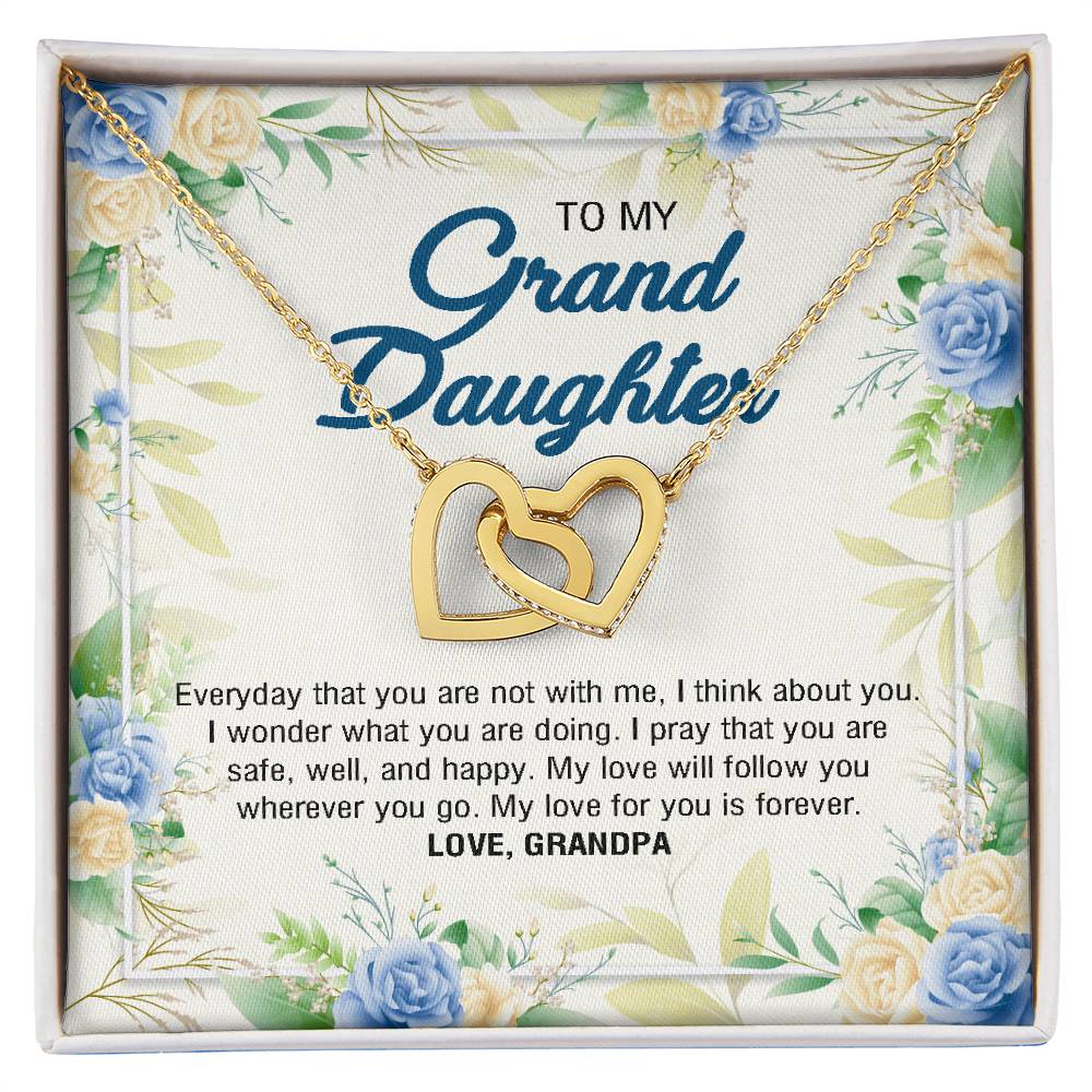 To My Granddaughter From Grandpa - My Love For You Is Forever Interlocking Hearts Necklace