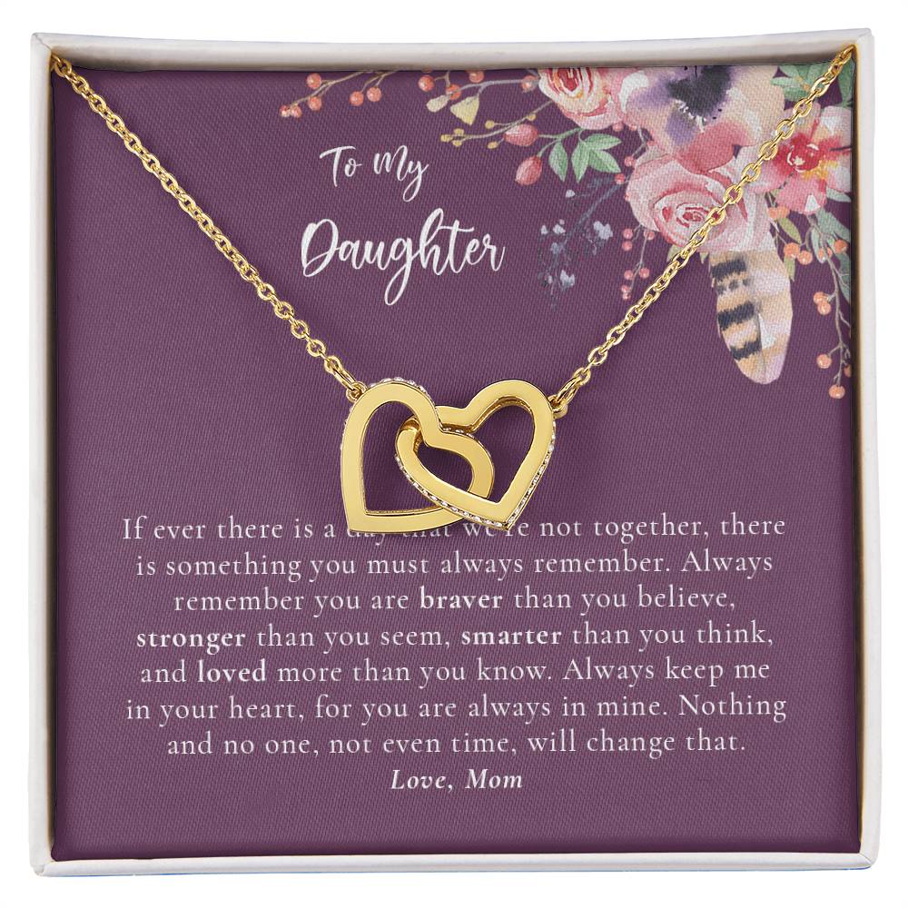 To My Daughter Necklace - Purple Interlocking Hearts Necklace